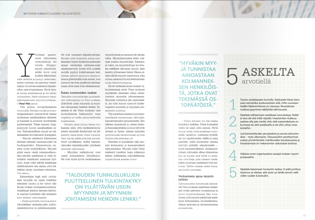 Artikel von Paul Viio in Myynti & Markkinointi 5/2015, Teil 2